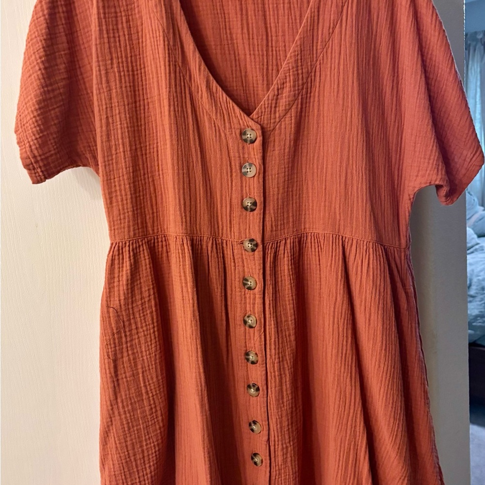 Madewell, Rust Button-Down Dress